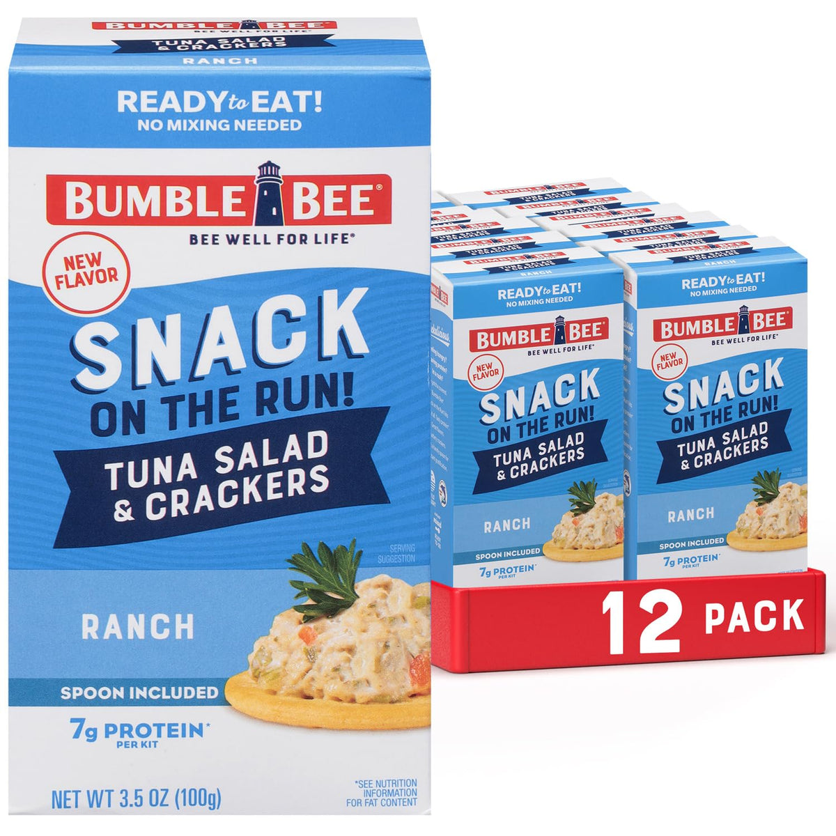 Bumble Bee Snack On The Run pack front, a portable protein kit for busy days.