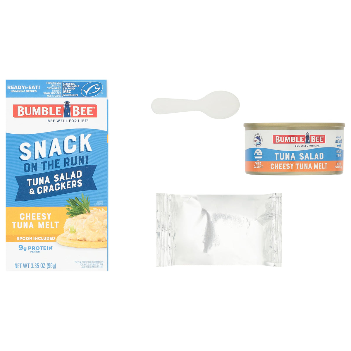 Protein-packed Bumble Bee Snack On The Run fits in a bag or backpack