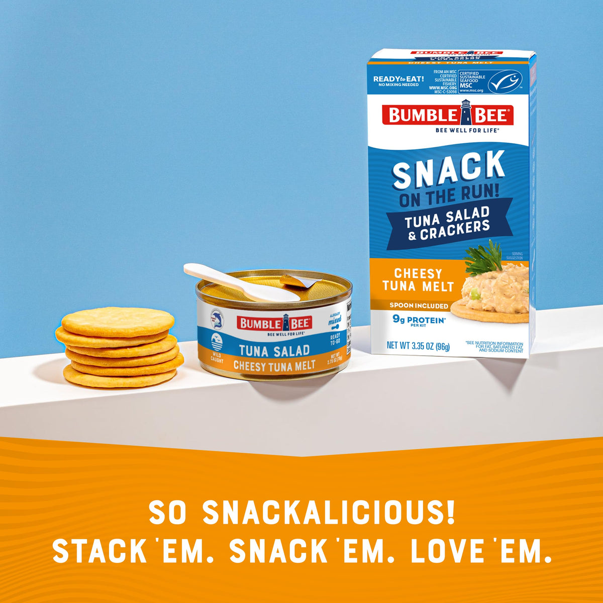 Spoon included in Bumble Bee Snack On The Run kit for easy serving