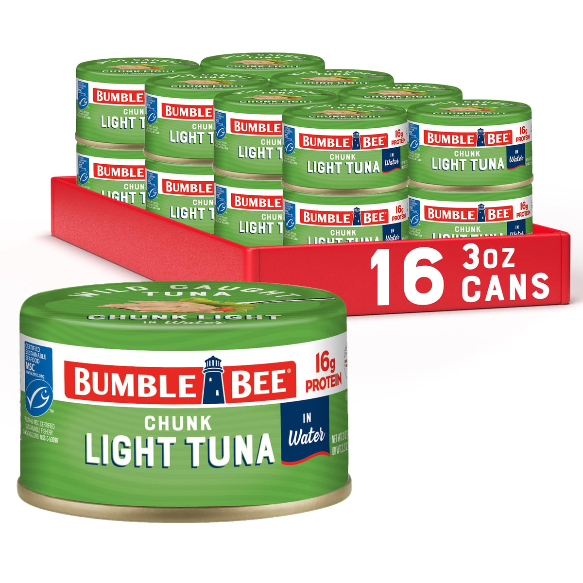 Bumble Bee Snackers 16g protein tuna can front, perfect on-the-go protein.