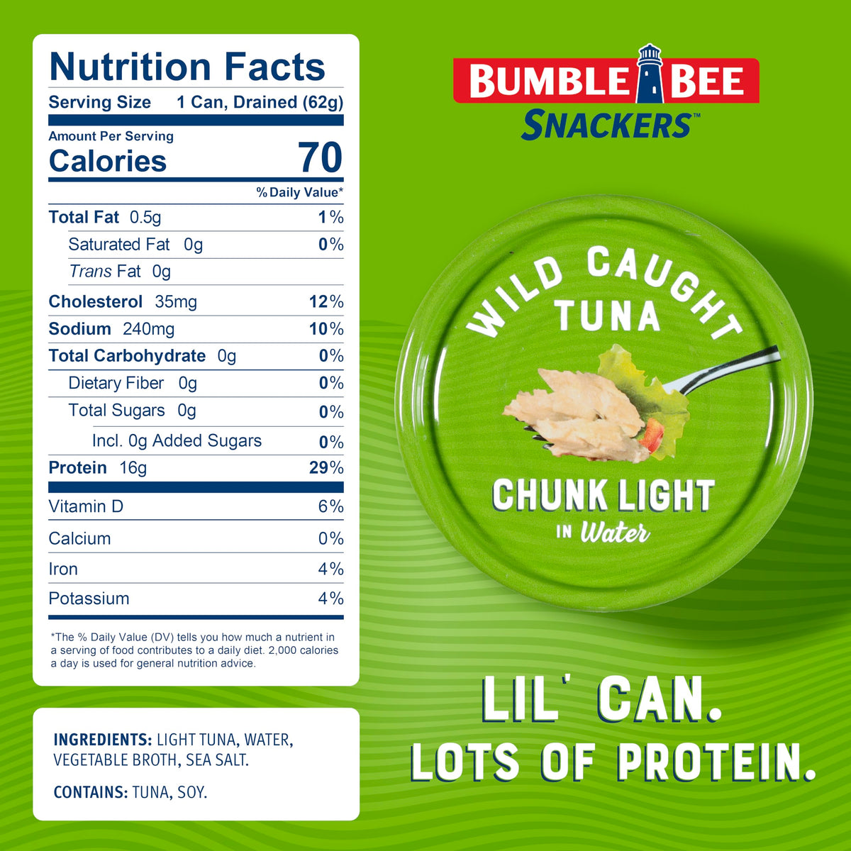 Bumble Bee Snackers easy-open pull-tab can for quick access.