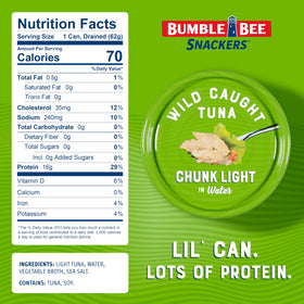 Bumble Bee Snackers easy-open pull-tab can for quick access.