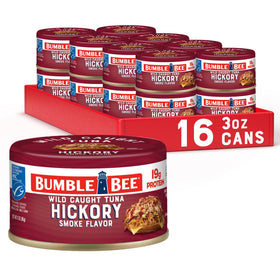 Bumble Bee Snackers Hickory Smoke Tuna can with smoky flavor and ready-to-eat convenience.