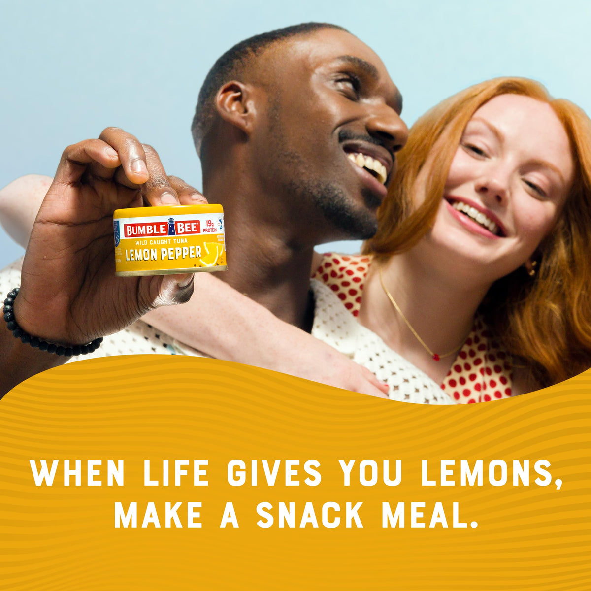 Bumble Bee Snackers Lemon Pepper MSC-certified wild-caught tuna label.