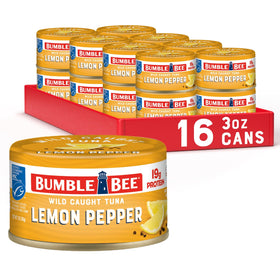 Bumble Bee Snackers Lemon Pepper unopened can for grab-and-go snack.