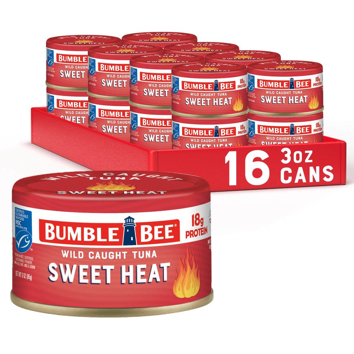 Bumble Bee Snackers Sweet Heat tuna can, ready to eat for quick meals