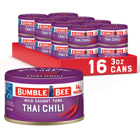Bumble Bee Snackers Thai Chili can front, ready-to-eat protein snack.