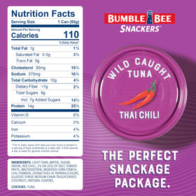 Opened Bumble Bee Snackers Thai Chili can showing easy-open convenience.