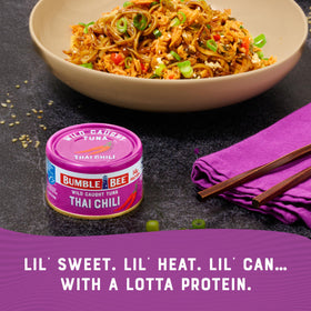 Wrap featuring Bumble Bee Snackers Thai Chili tuna for quick lunch.