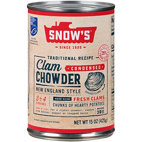 Bumble Bee Snows Chowder Clam New England can front view for quick cozy meals.