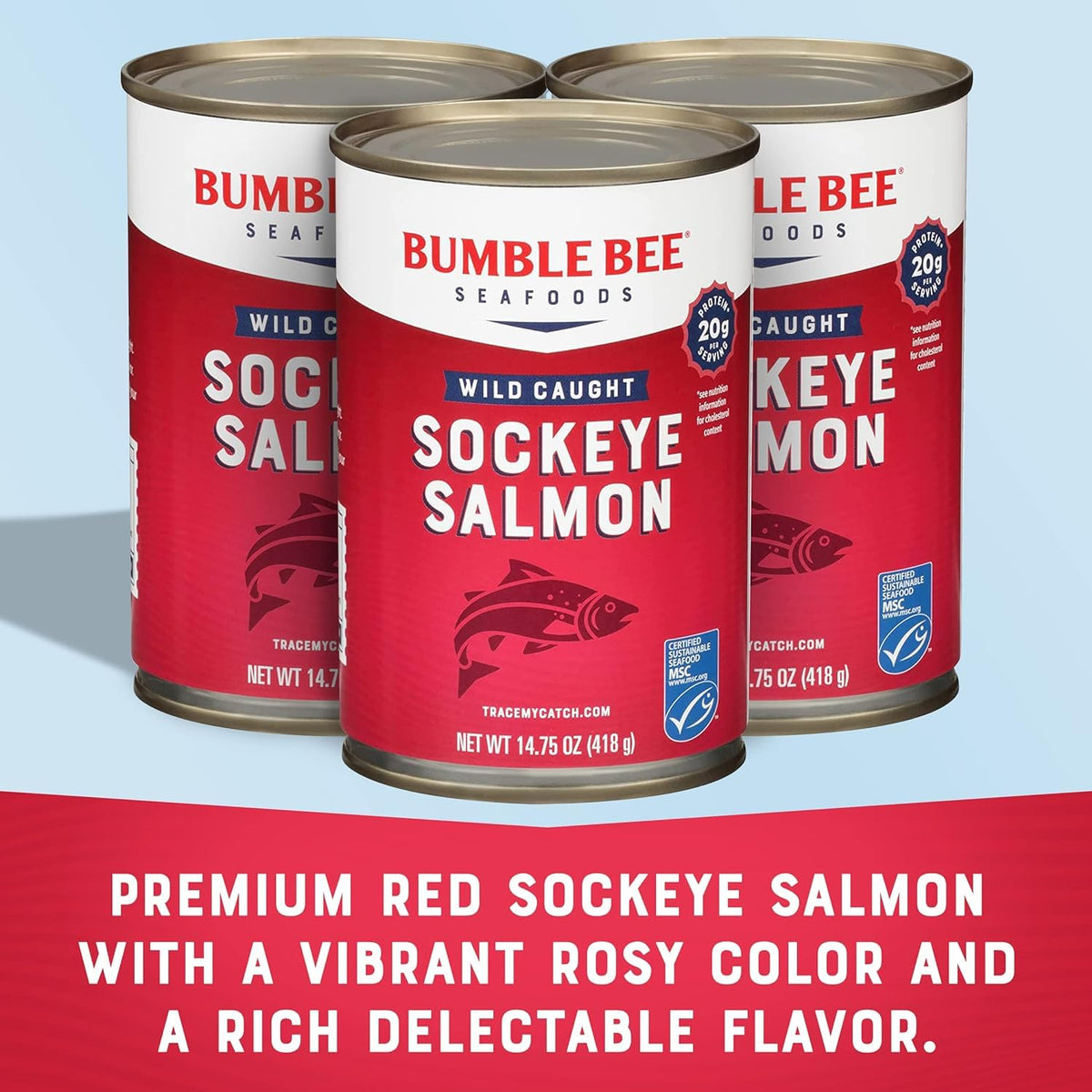 Bumble Bee sockeye salmon serving image, ideal for quick wholesome meals