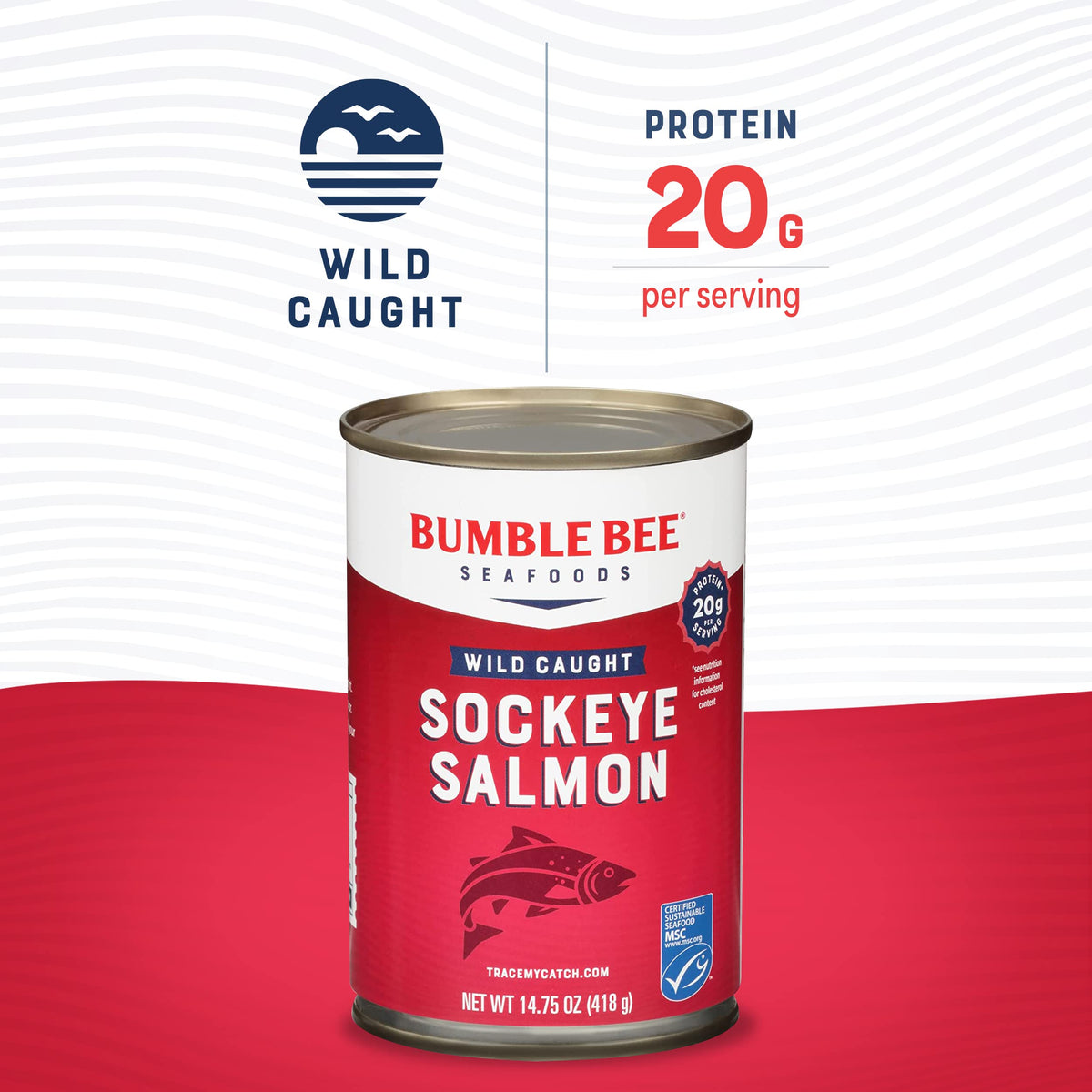 Bumble Bee sockeye salmon skin and bones visible; nutrient-dense texture
