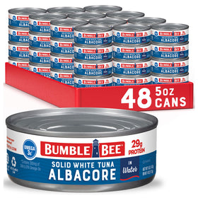 Bumble Bee solid white albacore tuna in water, 5oz can, bulk pack, convenient protein.