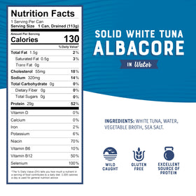 Bumble Bee water-packed tuna chunks image, firmer texture ideal for bowls and salads.