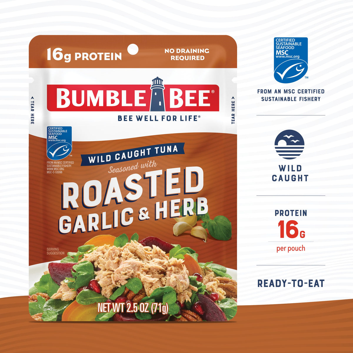 Bumble Bee tuna pouch on shelf, ready for quick meals