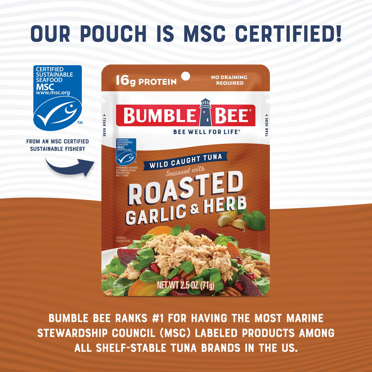 Bumble Bee tuna pouch with garlic and herbs, easy prep for meals