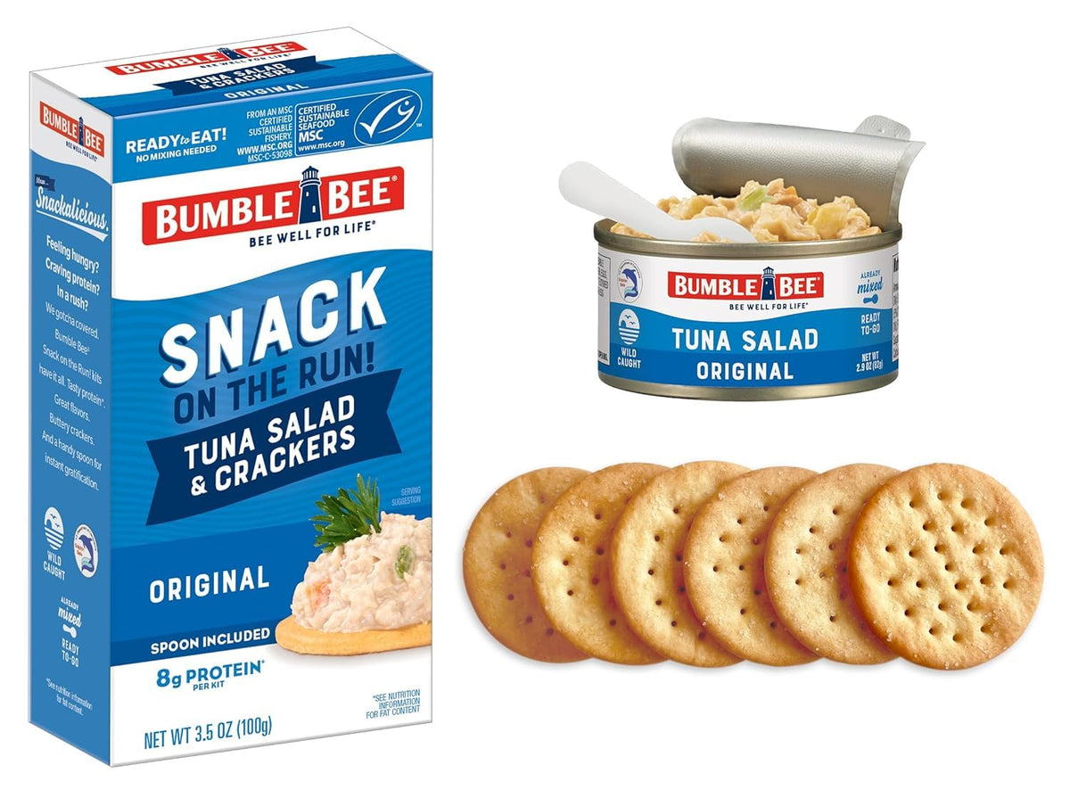 Bumble Bee tuna salad ingredients with mayo, celery, and carrots for rich flavor.