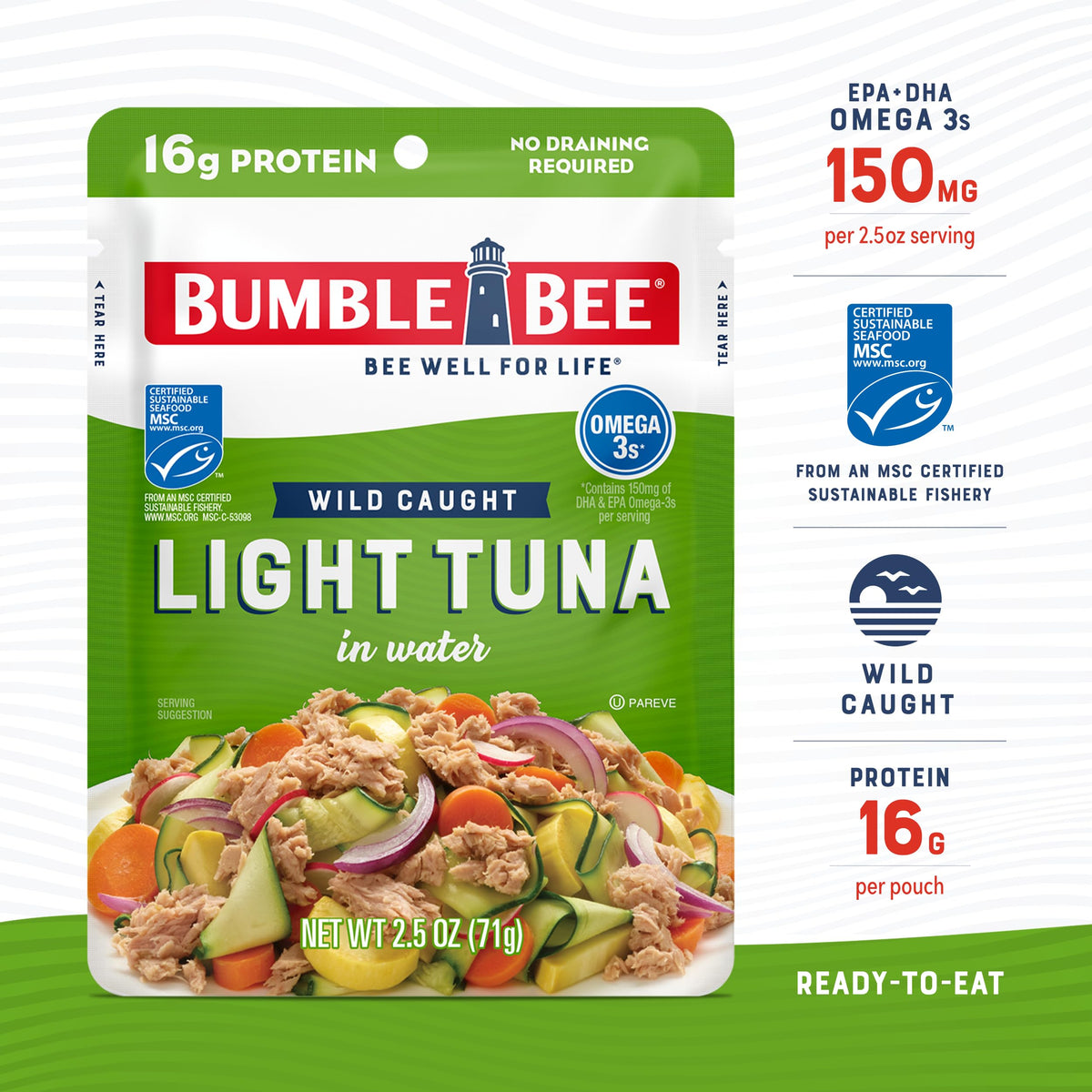 Bumble Bee tuna water pouch ready for a roadside picnic