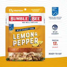 Bumble Bee wild-caught tuna pouch with 80 calories per serving.