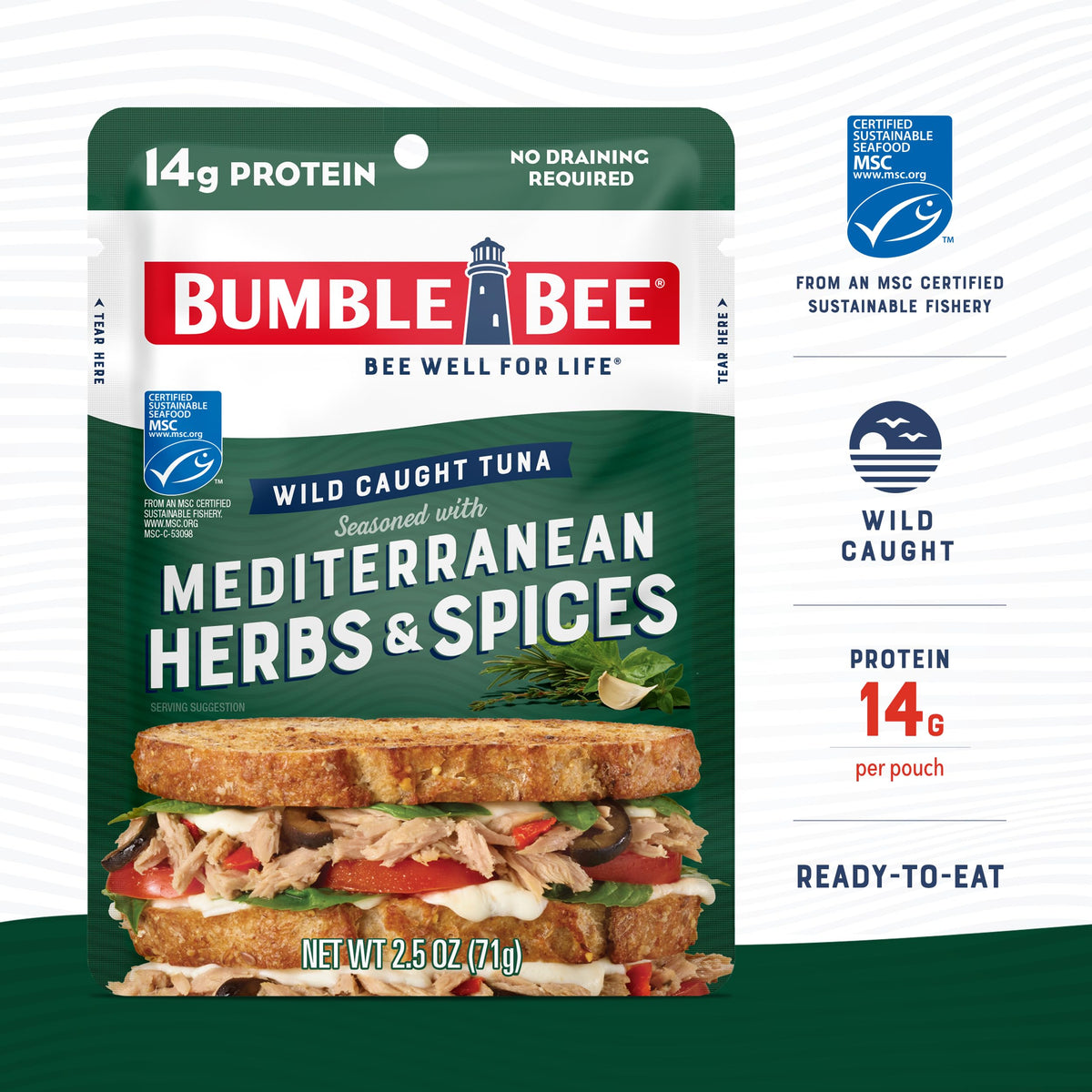 Bumble Bee wild-caught tuna pouch with red bell pepper ideal for salads