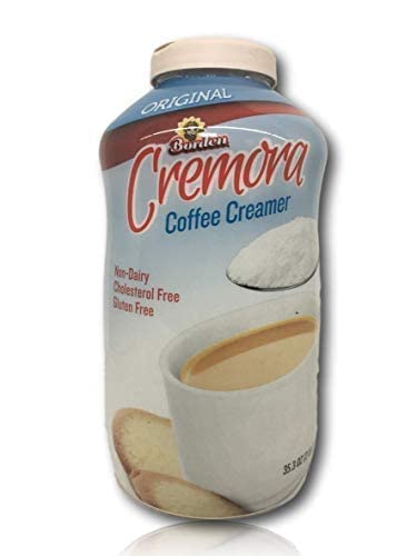 Bundle Bop Bordens Cremora coffee creamer bottle adds dairy-free creaminess to coffee.