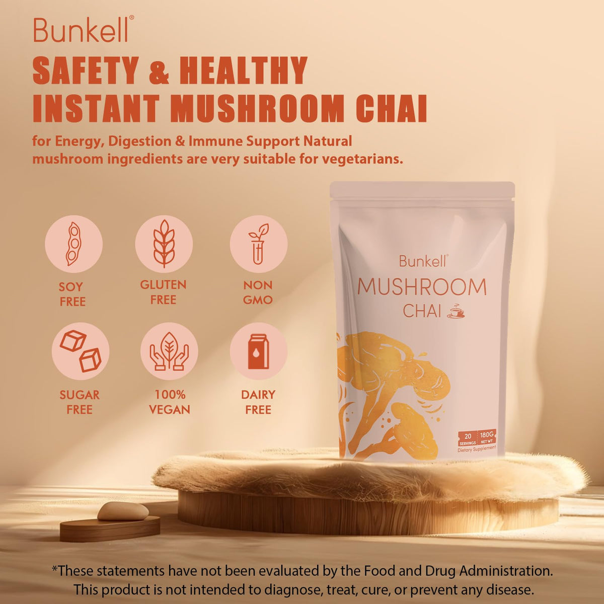 Bunkell Mushroom Chai ayurvedic spice blend for soothing aroma