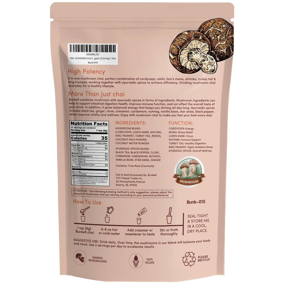 Bunkell Mushroom Chai eco friendly packaging design