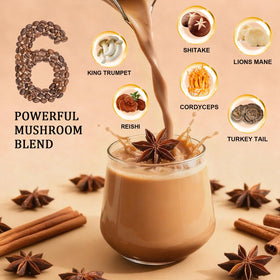 Bunkell Mushroom Chai spoon dispensing powder for quick brewing