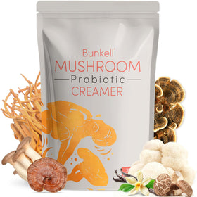 Bunkell Mushroom Coffee Creamer with vanilla in a cup, latte-like aroma and smooth taste.