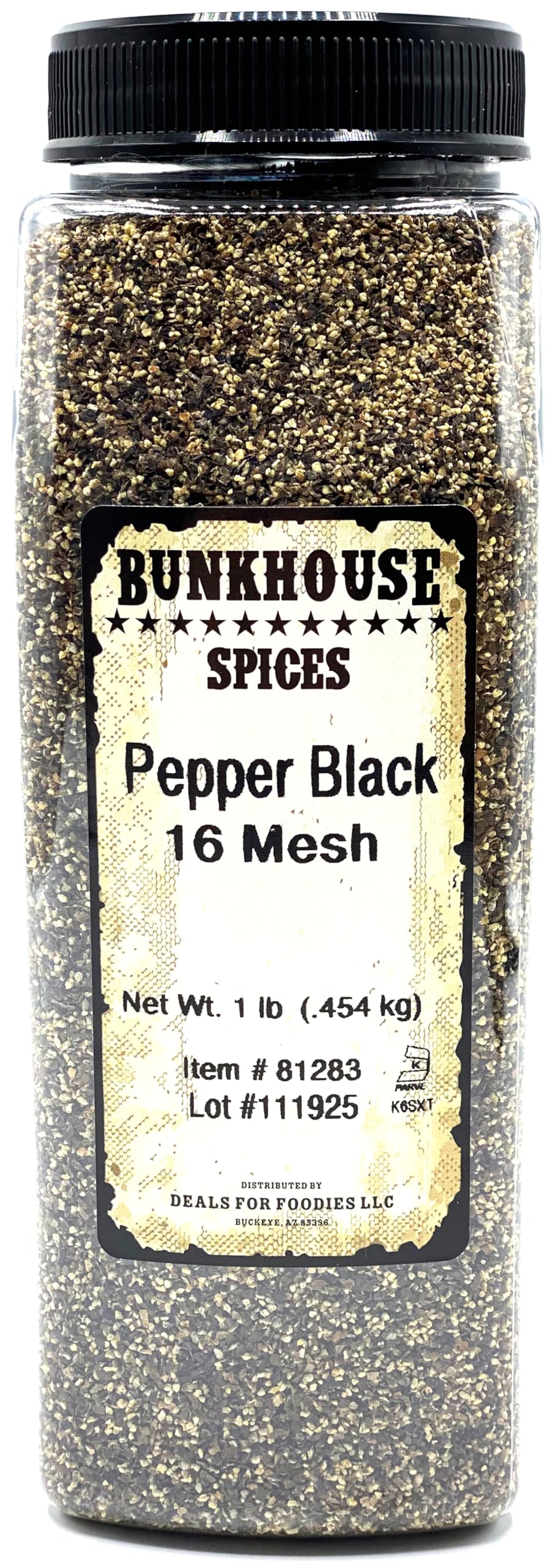 BUNKHOUSE 16-mesh coarse pepper bottle for bold, evenly distributed flavor.