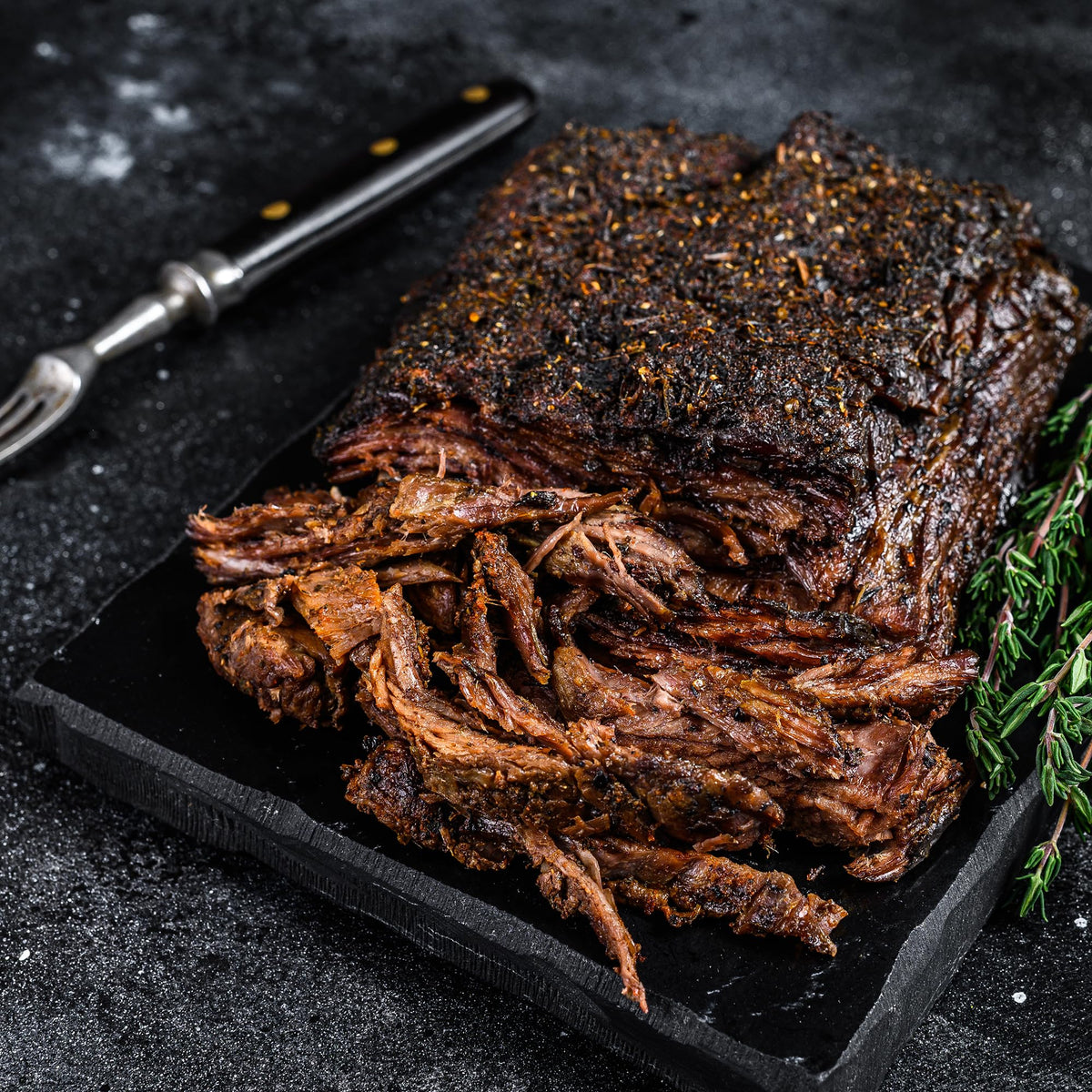 BUNKHOUSE 16-mesh pepper rub blends well with beef and vegetables.