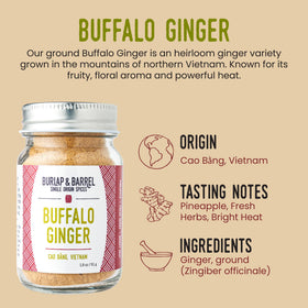 Burlap and Barrel Buffalo Ginger powder glass jar close-up for aroma