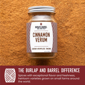 Pine, citrus peel, and sea salt aroma profile of Burlap & Barrel Cinnamon Verum.