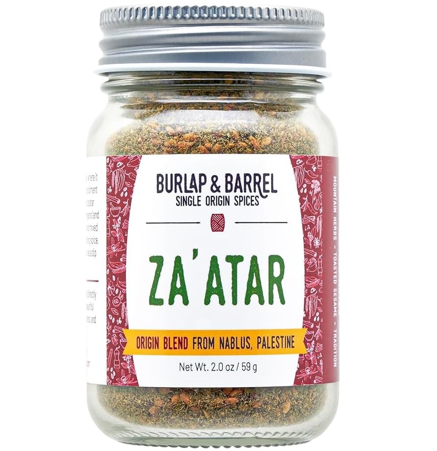 Burlap & Barrel Nablus Za'atar glass jar for authentic Levantine flavor in breads