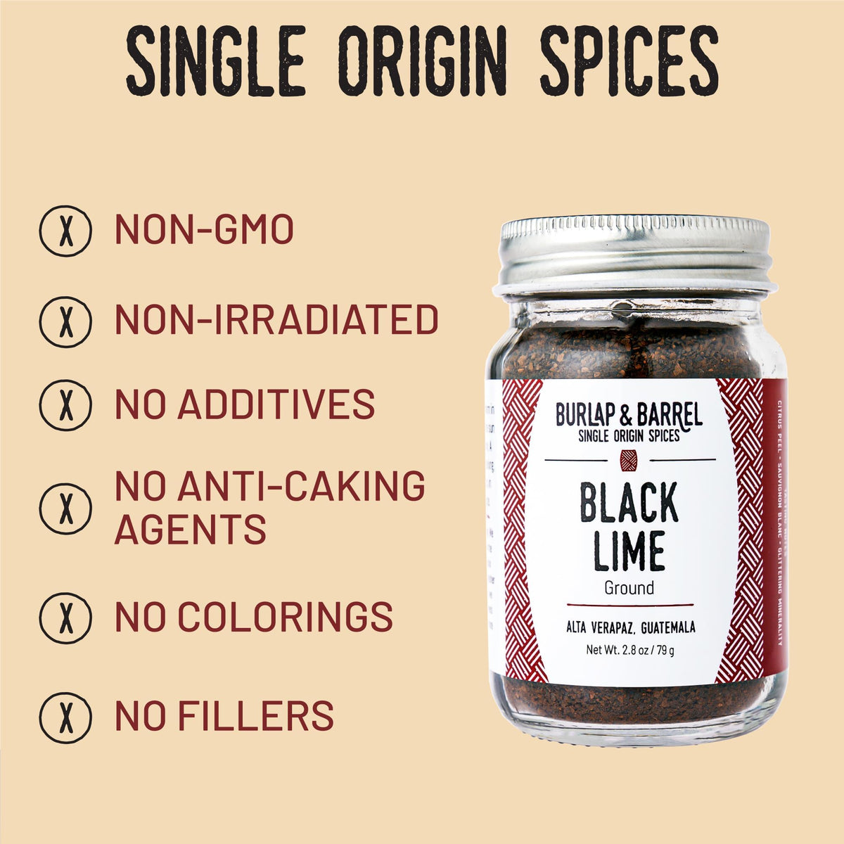 Glass jar packaging keeps freshness and easy measuring for recipes.