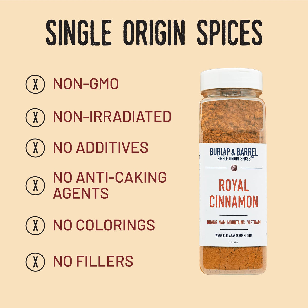 Ground powder form of Burlap & Barrel Royal Cinnamon for easy measurement