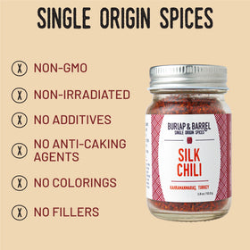 Burlap & Barrel Silk Chili Flakes sprinkled on pizza for balanced warmth.