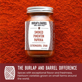 Vibrant Burlap & Barrel smoked paprika dusted over beans for depth