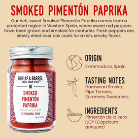 Oak smoke aromas rise as Burlap & Barrel paprika rests on wood surface
