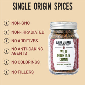 Burlap & Barrel Wild Mountain Cumin forager harvest close-up.