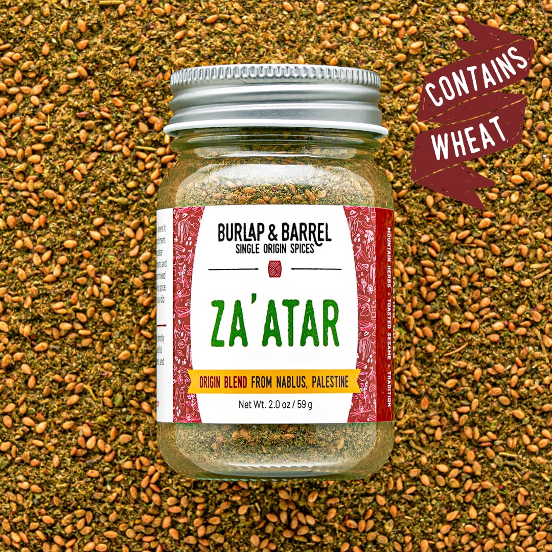 Burlap & Barrel Za'atar blend in a bowl highlighting sesame seeds and sumac