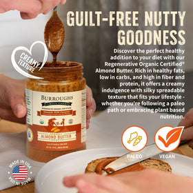 Burroughs almond butter used in baking for rich, palm oil-free flavor.