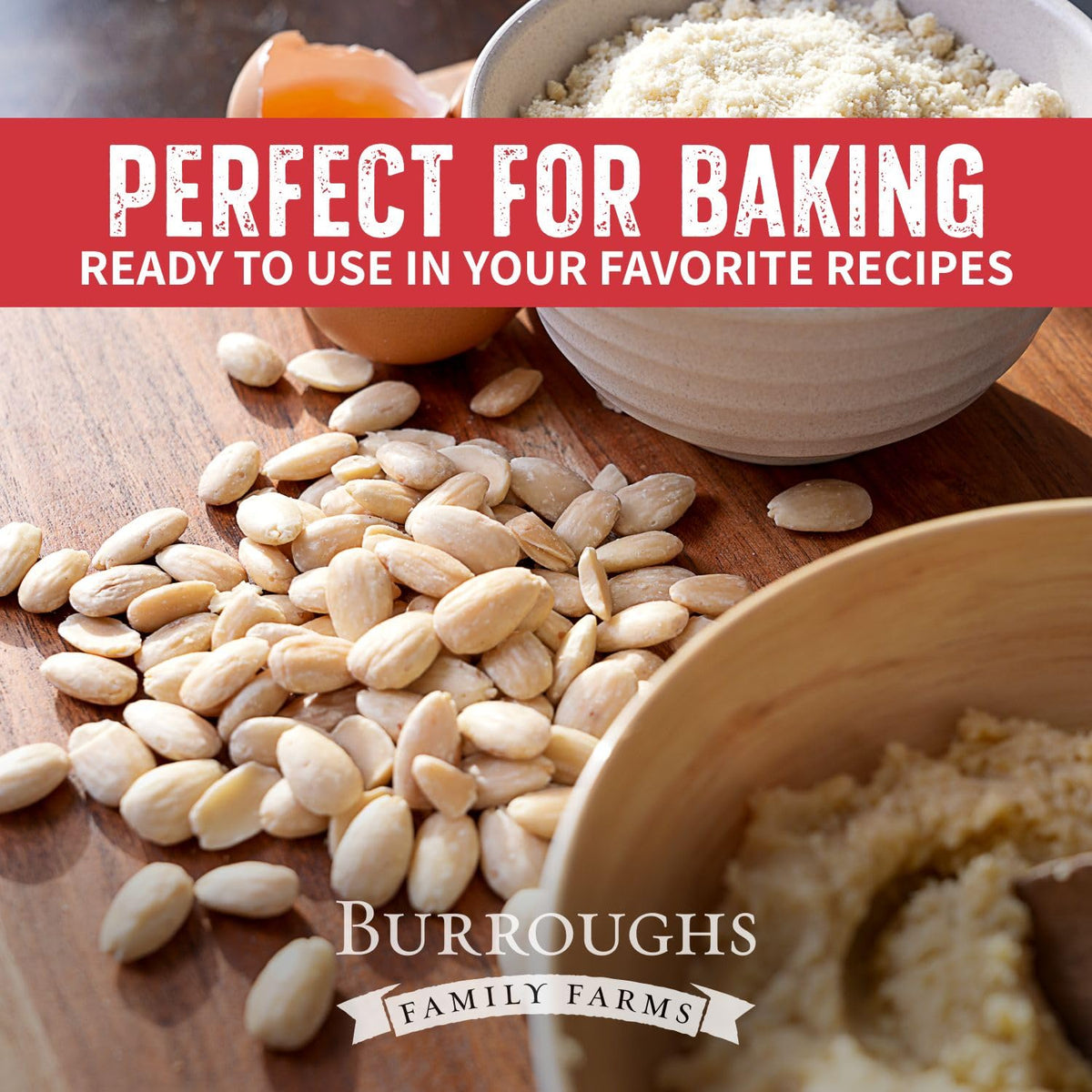 Burroughs Family Farms regenerative organic certified logo with almonds