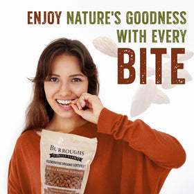 Burroughs Family Farms ROC raw almonds healthy, protein-rich snack option.