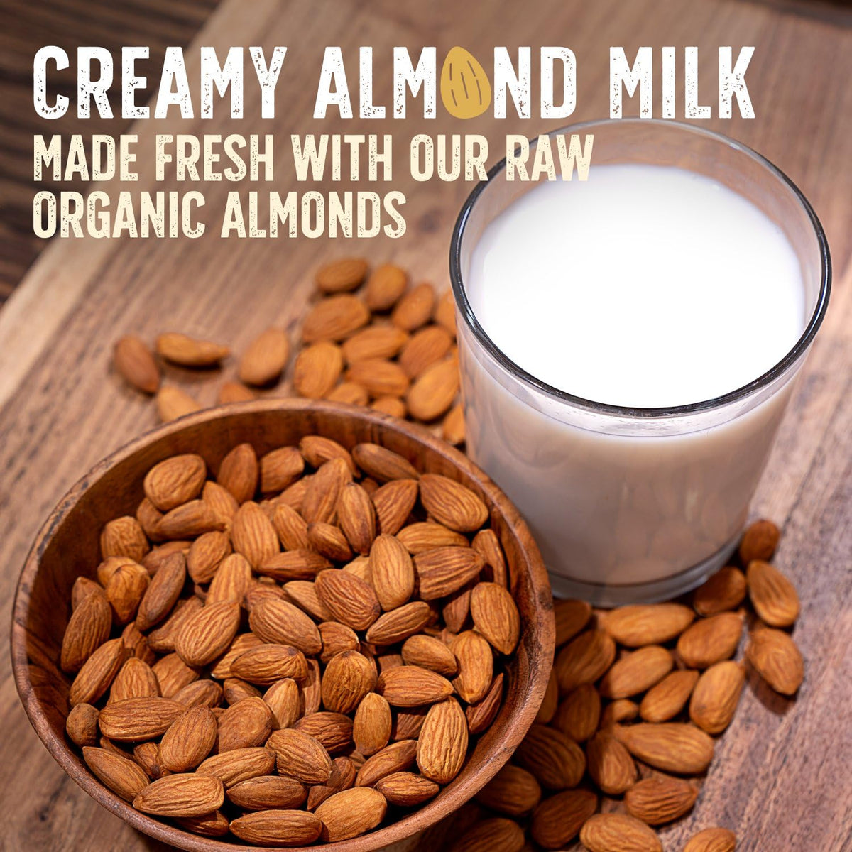 Burroughs Family Farms ROC raw almonds on shelf as pantry staple.
