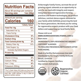 Burroughs Family Farms ROC raw almonds pouring for easy serving.