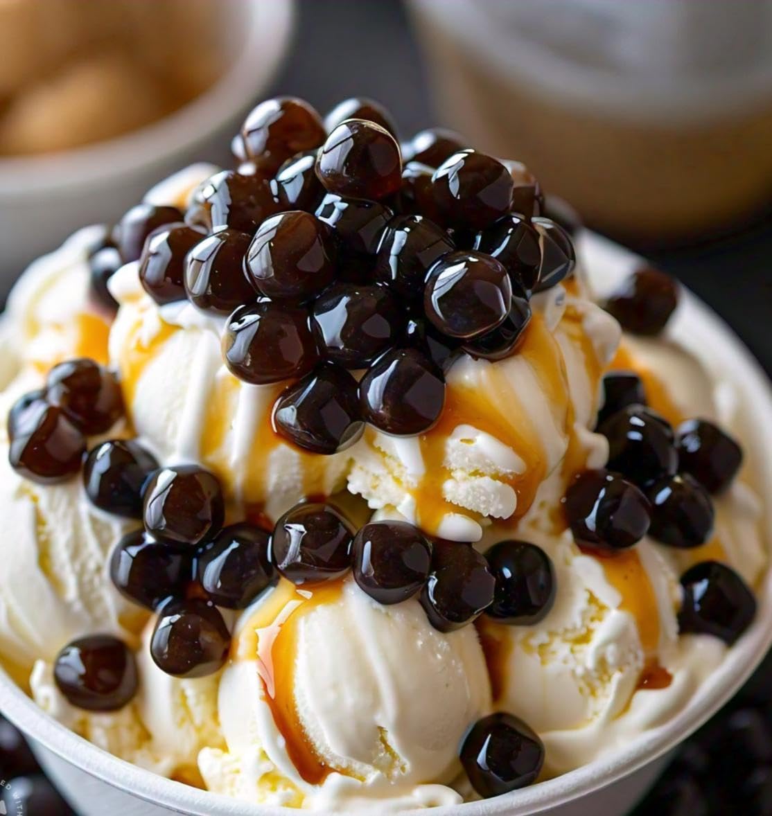 Coffee-flavored Bursties boba in milkshakes delivers playful, caffeinated flavor bursts.