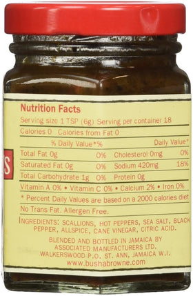 Busha Browne jerk seasoning rub jar label informs ingredients and origin for confident cooking