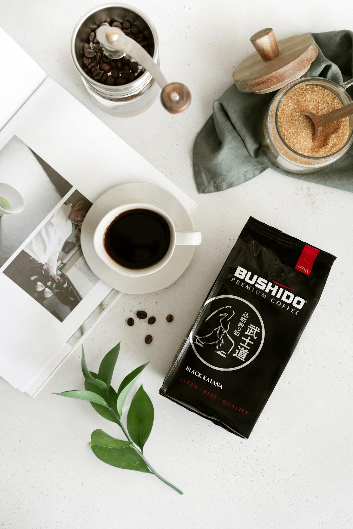 BUSHIDO Black Katana brewed cup showcasing balanced notes