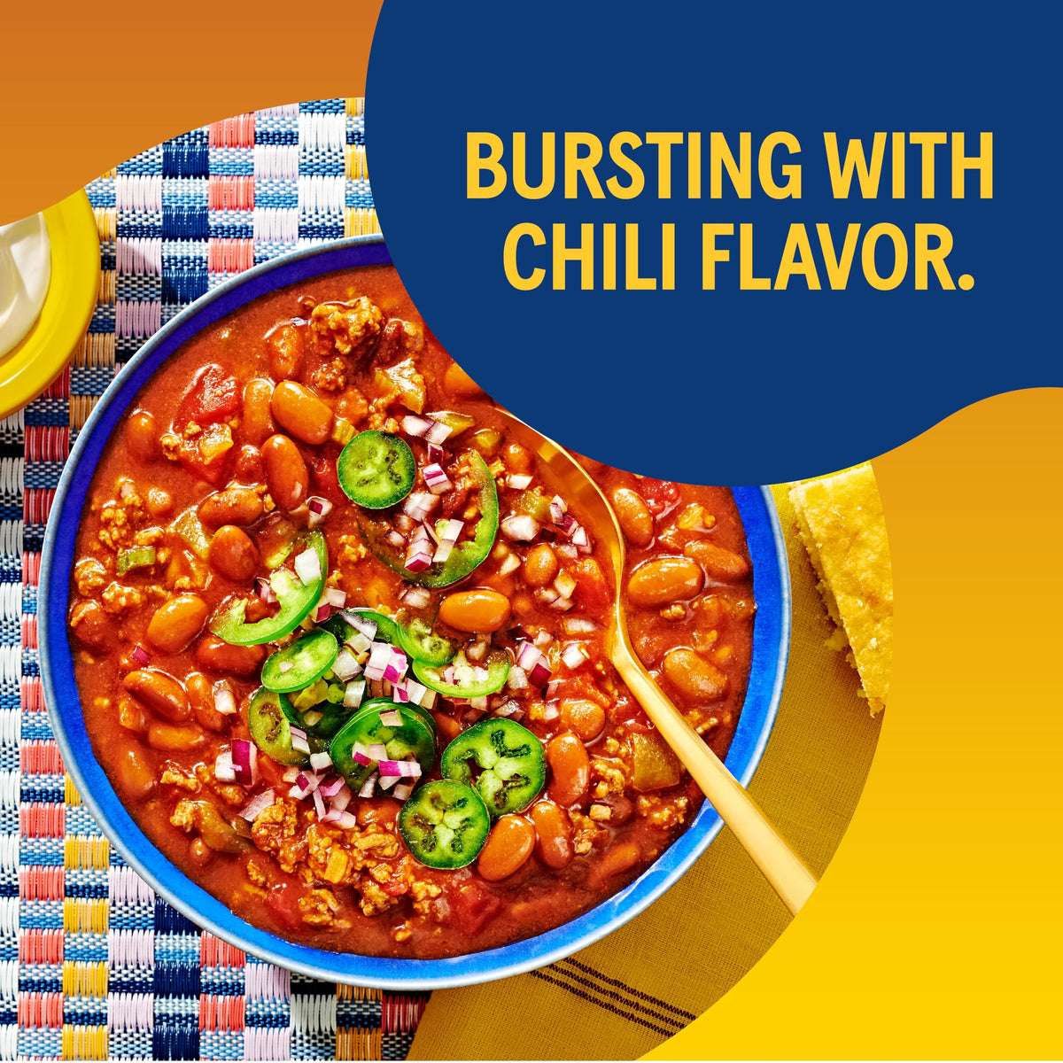 Bush's Best 6g fiber pinto beans in chili sauce to help support fullness.
